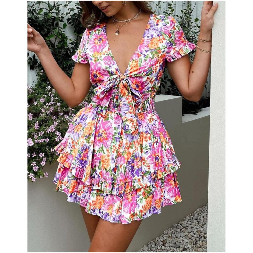 EUC PrettyGarden Women’s Colorful Floral Dress Size XXL - Picture 2 of 10